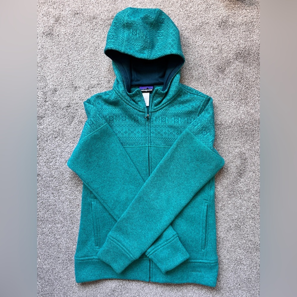 Women’s Patagonia Better Sweater Icelandic Hoodie Teal Green Size Medium - Picture 6 of 9
